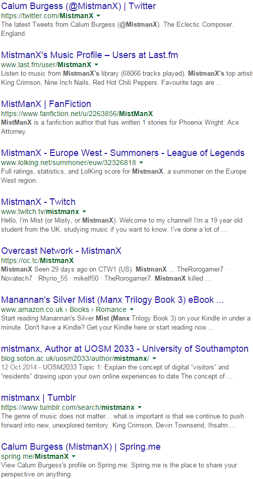 MistmanX Search 08/11/14